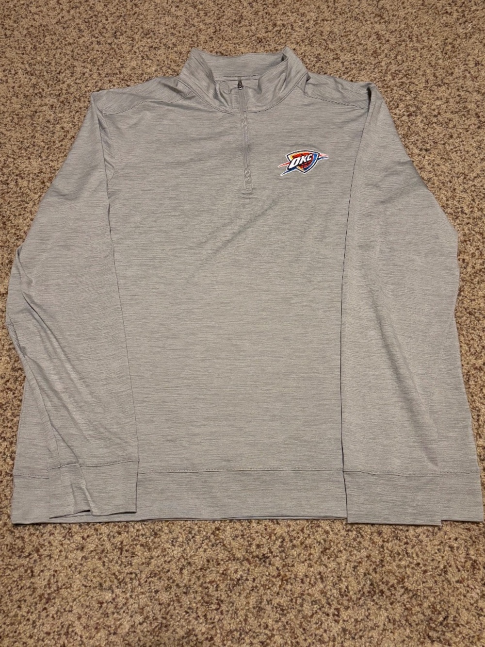 Antigua Men's Heather Gray Oklahoma City Thunder Intent Quarter-Zip Pullover